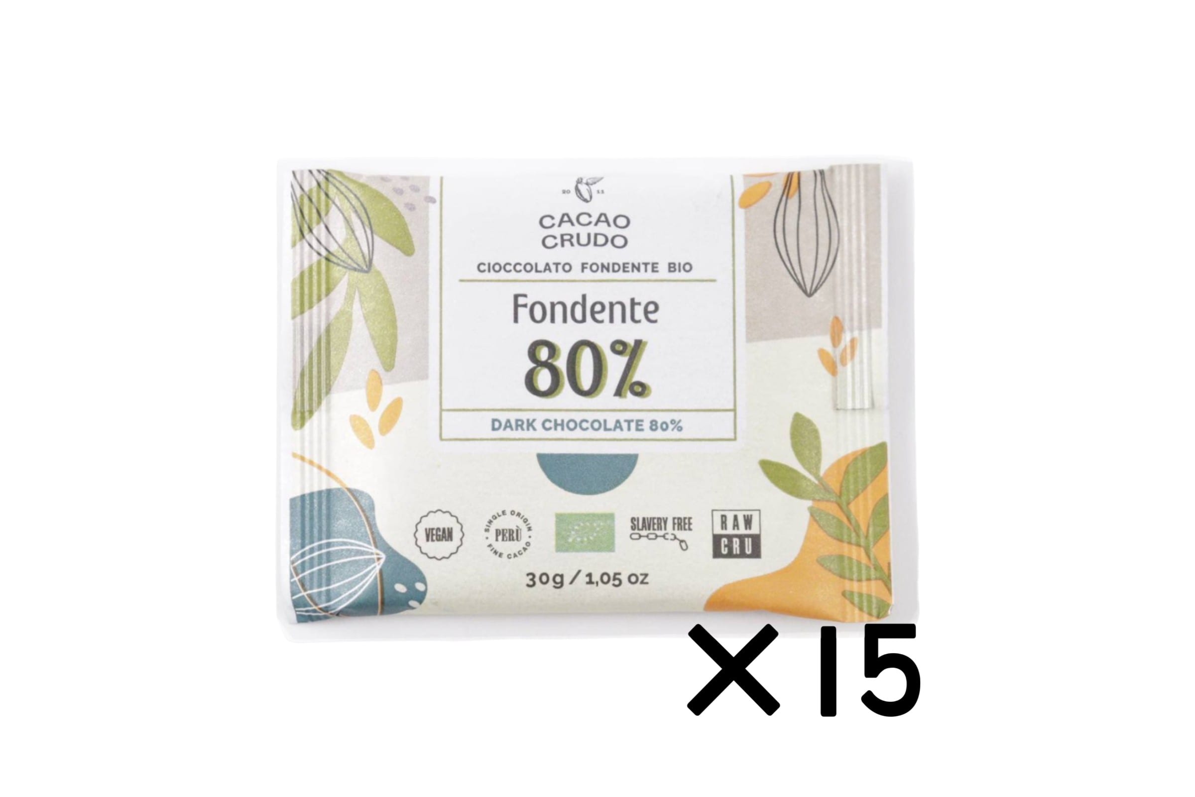 【送料無料】オーガニックダークローチョコレート　カカオ80%15点セット
