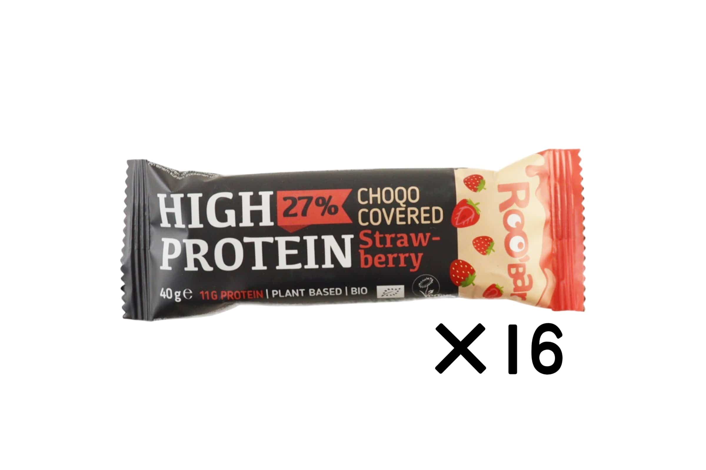 【送料無料】オーガニックチョコレートハイプロテインバー（ストロベリー）16点セット