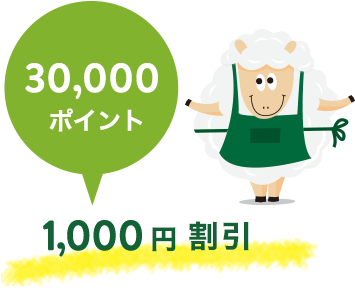 30,000ポイント 1,000円割引